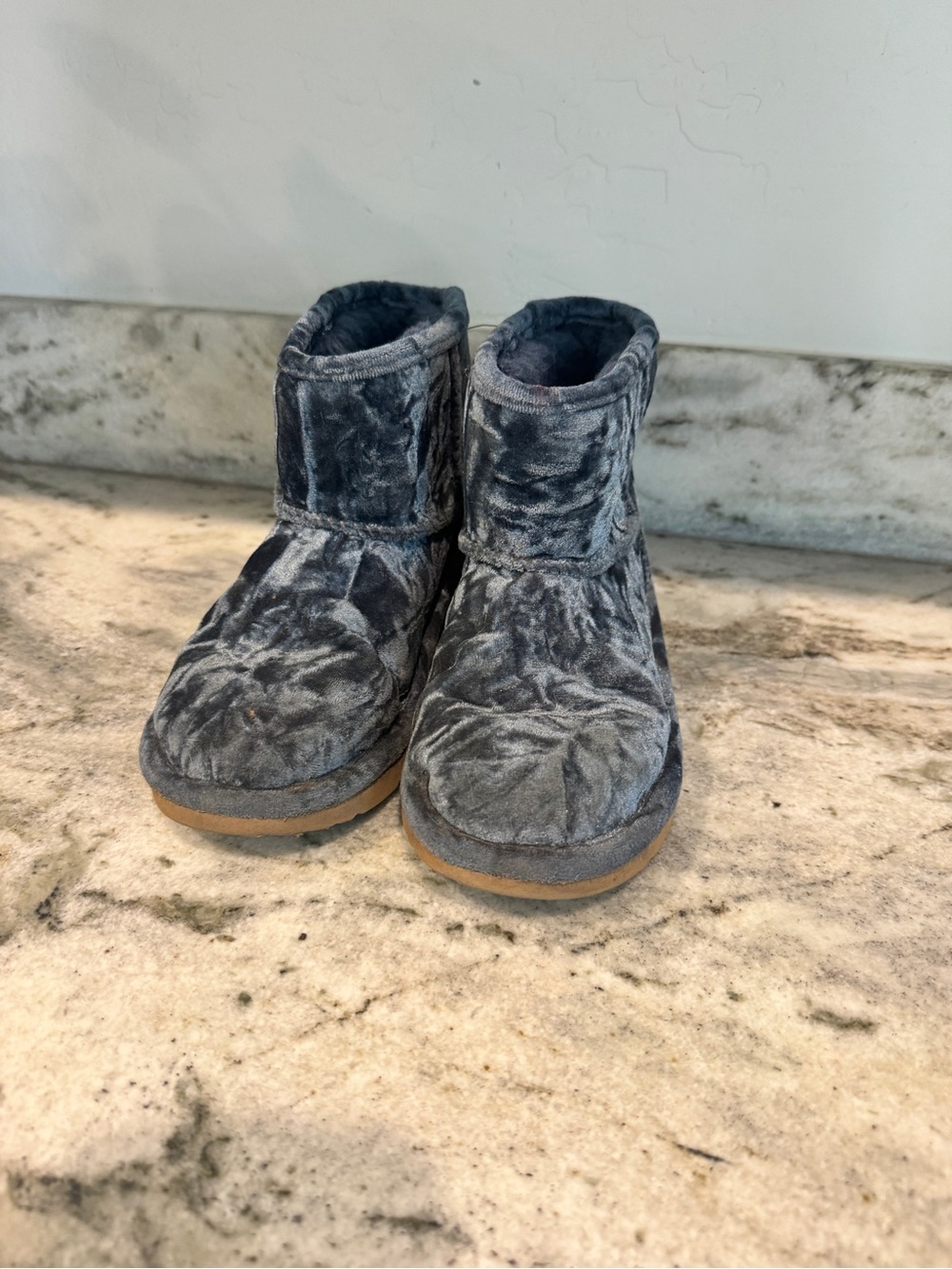 Kids Girls Blue Velvet UGG Boots